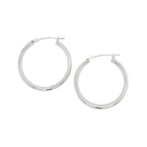 10k White Gold 1 inch Hoop Earrings, White Gold Hoops, Minimalist White Gold Hoop Earrings, 10k White Gold Jewelry, 10k Hoop Earrings