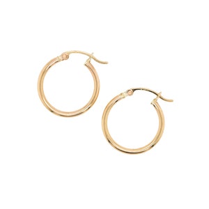 10k Yellow Gold 3/4 inch Hoop Earrings, Yellow Gold Hoops, Minimalist Yellow Gold Hoop Earrings, 10k Gold Earrings, Thin Gold Hoops image 1