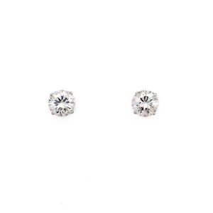 Sterling Round 8mm CZ Stud Earrings, Round Brilliant Gemstone Studs, 925 CZ Gemstone Earrings, Fake Diamond Earrings, Cubic Zirconia Studs image 1