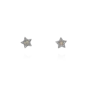 Sterling Silver Pave CZ Star Earrings, Tiny Gemstone Earrings, Star Jewelry, Trendy Gemstone Earrings, Pave CZ Stud Earrings, Star Studs