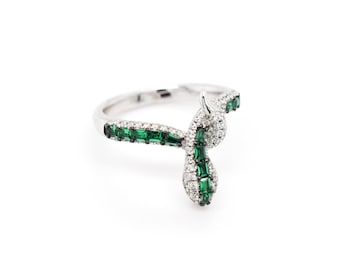 Sterling Gemstone Snake Wrap Ring, Sterling Serpent Ring, Delicate Snake Ring, Sterling Snake Jewelry, Sterling CZ Snake Ring