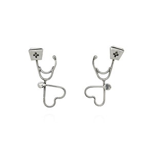 Sterling Silver Stethoscope Heart Nurse Earrings, RN Jewelry, 925 Sterling Nurse Jewelry, Registered Nurse Gift, Nurse Thank You Gift