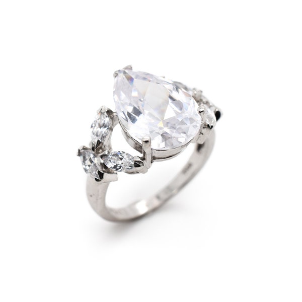 Huge Fake Diamond Ring Etsy