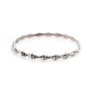 Sterling Silver Bamboo Patterned Bangle Bracelet, Sterling Bamboo Bangle, Bamboo Jewelry, Asian Style Sterling Bracelet, Stack Bracelet