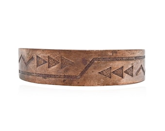 WM Wheeler Tribal Copper Cuff Bracelet, Tribal Stamped Bracelet, Abstract Copper Cuff, Southwestern Copper Cuff Bracelet, Southwest Cuff