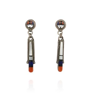 Important Vintage Evangelita Edaakie 'Turquoise Eye' Native American Jewelry Silver Earrings Important Vintage Evangelita Edaakie 'Turquoise Eye' Native American Jewelry Silver Earrings