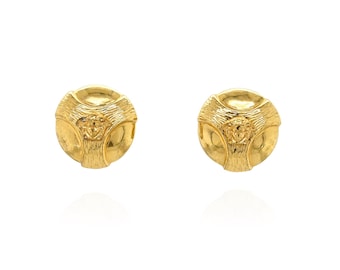 Gianni Versace Medusa vergulde clipoorbellen, vintage, gemaakt in Italië, designer statement sieraden