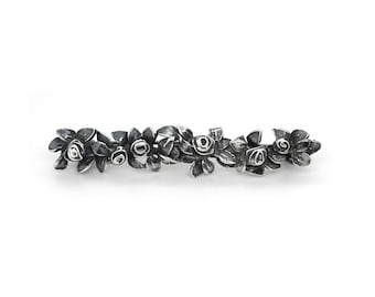 Vintage sterling zilveren bloemrozenbroche (925) met bloemenboeket, romantische botanische sieraden, cottagecore cadeau.