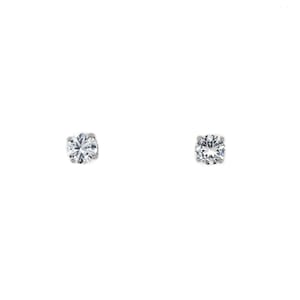 Sterling 6mm Round CZ Stud Earrings, Round Brilliant Gemstone Studs, 925 CZ Gemstone Earrings, Fake Diamond Earrings, Cubic Zirconia Studs