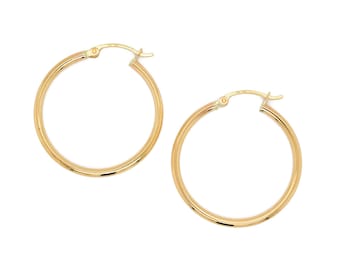 10k Yellow Gold 1 and 1/8 inch Hoop Earrings, Yellow Gold Hoops, Minimalist Yellow Gold Hoop Earrings, 10k Gold Earrings, Thin Gold Hoops