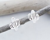Sterling Silver Cactus Stud Earrings, Sterling Cactus Earrings, Tiny Silver Cactus Earrings, Sterling Cactus Jewelry, Southwest Earrings