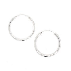 1 inch Sterling Hoop Earrings, Simple Silver Hoops, Simple Hoop Earrings, Classic Silver Hoop Earrings, Thin Sterling Hoops