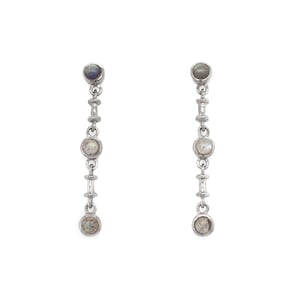 Modern Sterling Labradorite Dangle Earrings, Labradorite Jewelry, Silver Labradorite Earrings, Sterling Modernist Gemstone Jewelry