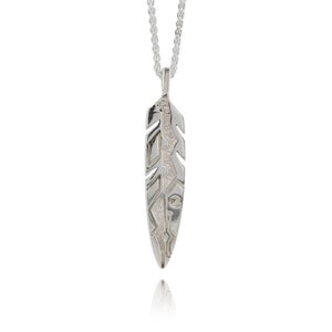 Sterling RAY TRACY KNIFEWING Feather Pendant, Sterling Silver Feather Necklace, Tribal Feather Pendant, Feather Jewelry, Navajo Pendant