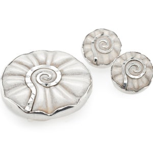 Sterling Artisan Ceramic Spiral Brooch and Earrings Set, Sterling Ceramic Earrings, Sterling Pottery Earrings, Sterling Pottery Jewelry