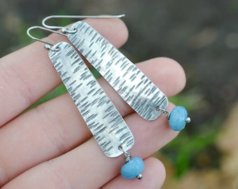 Sterling Silver Artisan Textured Dangle Earrings, Abstract Silver Earrings, Textured Silver Dangle Earrings, Artsy Silver Earrings