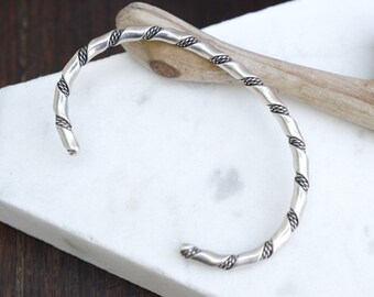Sterling Silver Unisex Rope Bracelet, Sterling Rope Cuff, Twisted Sterling Silver Cuff Bracelet, Men's Sterling Silver Cuff, Men's Jewelry