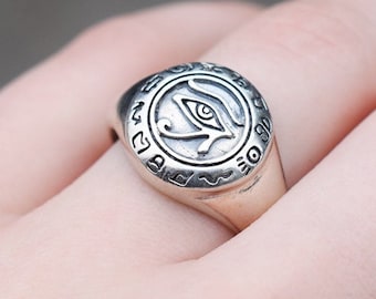 Sterling Silver Udjat Egyptian Eye of Horus Ring, Sterling Egypt Jewelry, Egyptian Ring, Egyptian Jewelry, Eye Jewelry, Egyptian Eye Ring