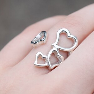 Sterling Silver Open Heart Ring, Heart Statement Ring, Sterling Heart Ring, Sterling Open Heart Jewelry, Girlfriend Gift, Mother&#39;s Day Gift
