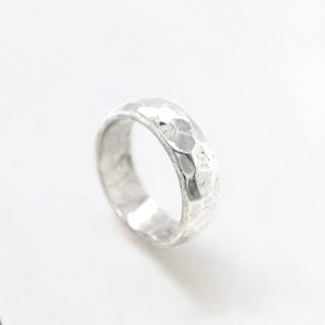 Sterling Silver Hammered Band Ring, Hammered Silver Band, Sterling Stack Ring, Faceted Silver Ring, Simple Silver Band Ring, Mens Ring