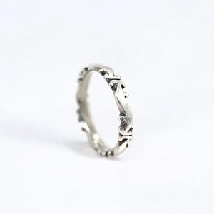 Sterling Silver Scroll Pattern Band Ring, Simple Patterned Band Ring, Sterling Silver Patterned Ring, Sterling Silver Stacking Band Ring