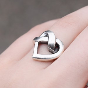 Sterling Silber Offener Herz Knoten Ring, Herzförmiger Ring, Sterling Herz Ring, Silber offenes Herz Schmuck, Freundin Geschenk, Muttertag Geschenk