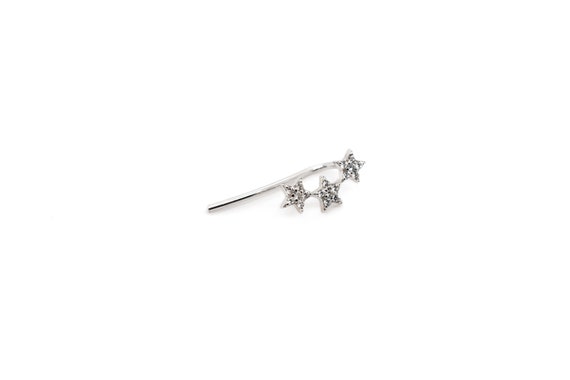 Single Sterling Right Ear CZ Star Ear Climber, Tiny Gemstone Earring, Star Jewelry, Celestial Jewelry, Single Ear Climber, Star Earring