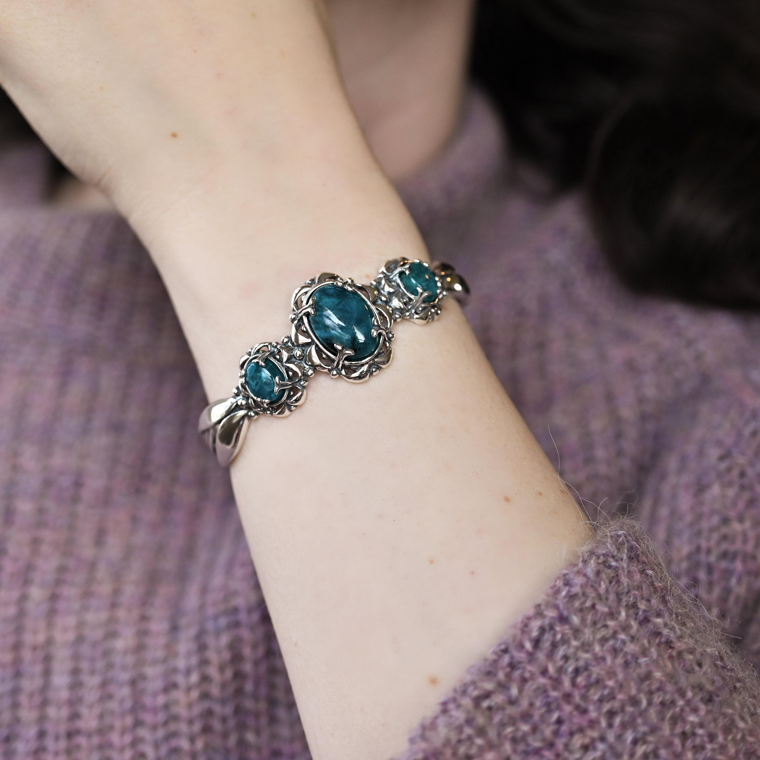Sterling Carolyn Pollack Relios Chrysocolla Cuff Bracelet - Etsy 日本