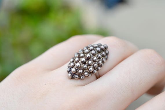 Sterling Silver Brutalist Bumpy Ring, Bumpy Sterl… - image 1