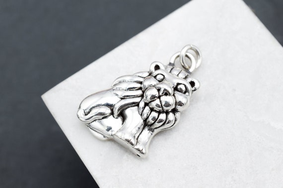 Sterling Silver Puffy Lion Pendant, Lion Jewelry,… - image 1