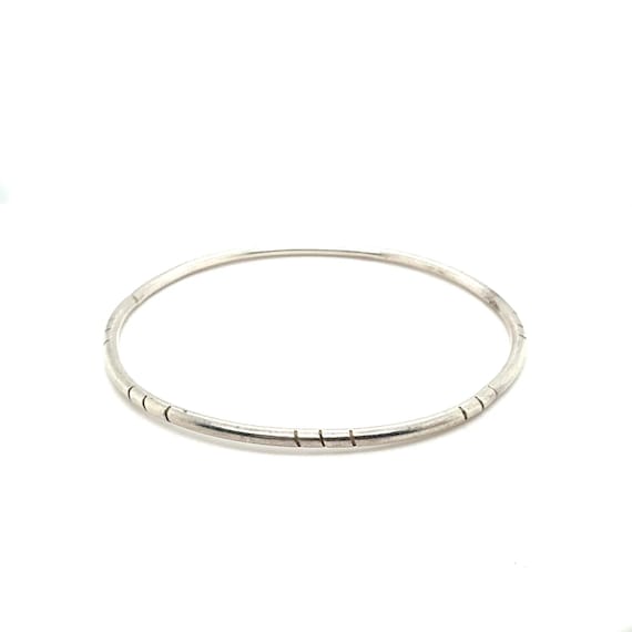 Sterling Silver Thin Patterned Bangle Bracelet, 9… - image 5