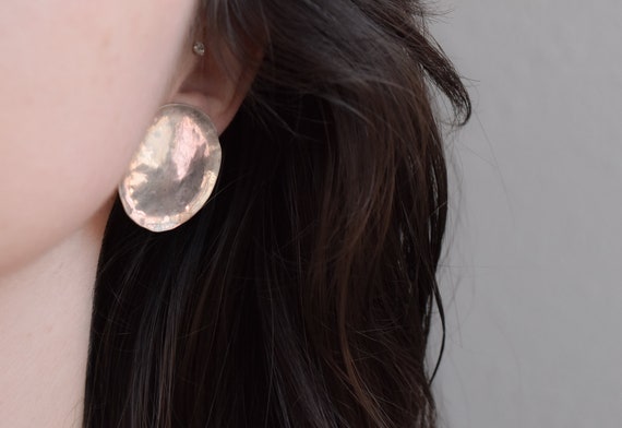 Sterling Silver Hammered Texture Disk Earrings, B… - image 3