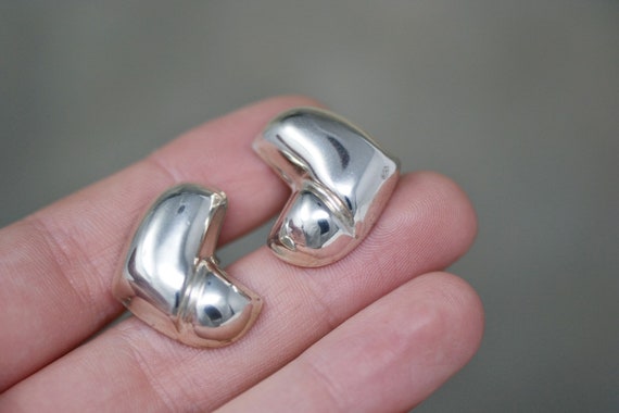 Sterling Silver Modern Taxco Boomerang Earrings, … - image 3