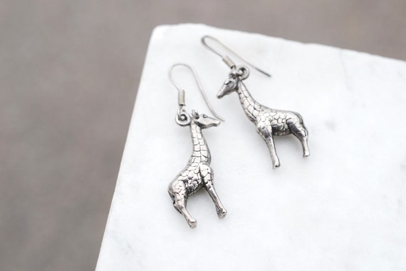 Sterling Silver Giraffe Dangle Earrings Giraffe Jewelry Etsy
