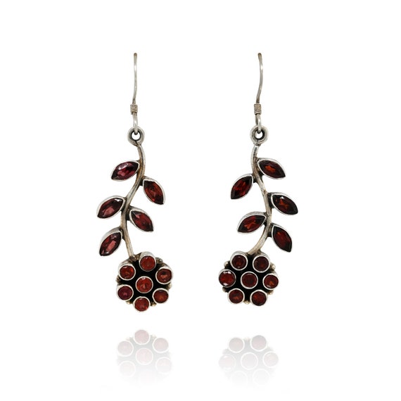 Garnet flower earrings best sale