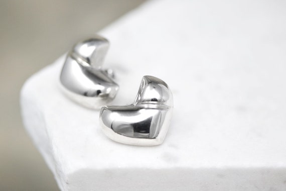 Sterling Silver Modern Taxco Boomerang Earrings, … - image 1