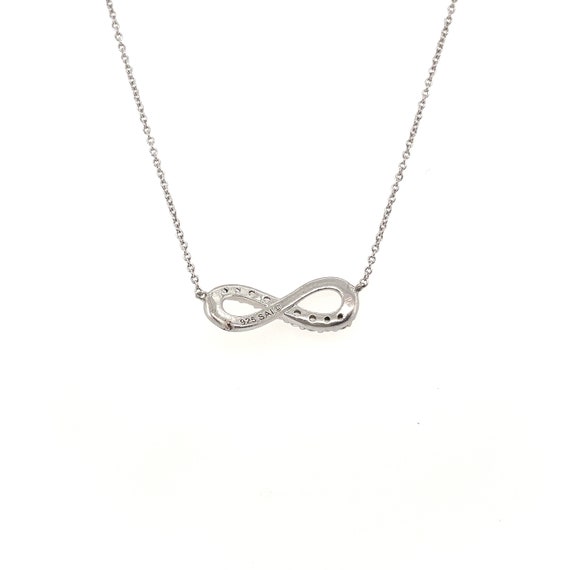 Delicate Sterling Silver and CZ Infinity Necklace… - image 2