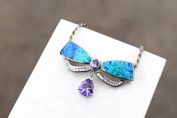 Dragonfly Pendant Synthetic Blue Opal Inlay and Cubic Zirconia Accents Sterling Silver, Pendant Only Dragonfly Pendant Synthetic Blue Opal Inlay and Cubic Zirconia Accents Sterling Silver, Pendant Only