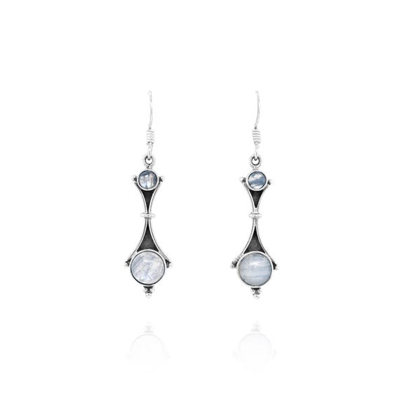Sterling Silver Moonstone Dangle Earrings, Moonstone Jewelry, Silver Moonstone Earrings, Boho Sterling Jewelry, Festival Earrings
