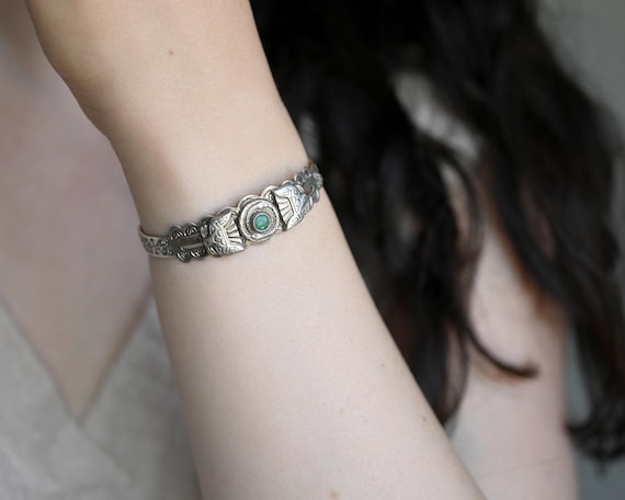 Fred Harvey Era Native American Turquoise Snake Cuff