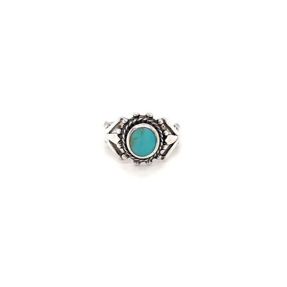 Tribal Sterling Turquoise Ring, Boho Turquoise Ri… - image 3