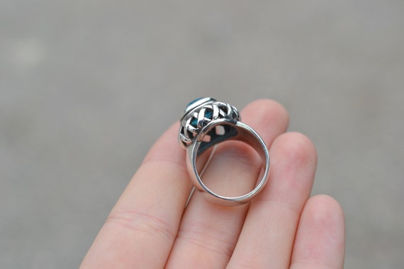 Sterling Silver Blue Gem Statement Ring, Blue Top… - image 3