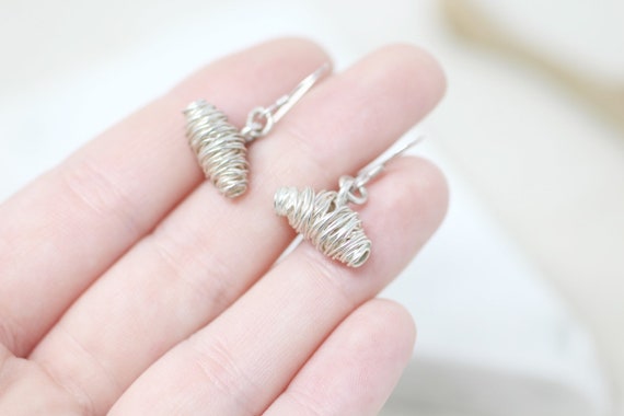 Sterling Silver Abstract Wire Dangle Earrings, Si… - image 3
