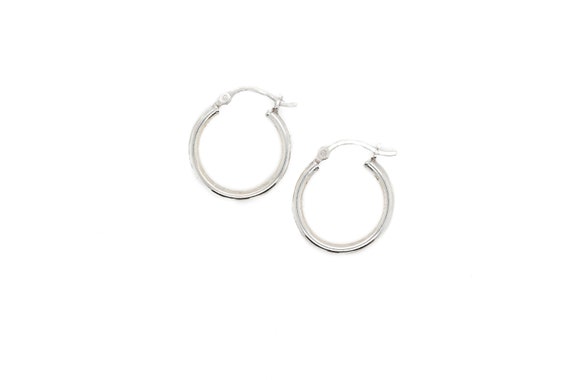 Simple Sterling Silver Round Hoop Earrings, Plain… - image 1