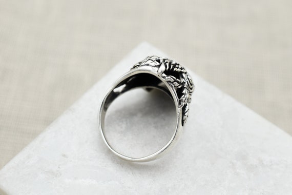 Sterling Silver Vine Skull Biker Ring, Sterling B… - image 3