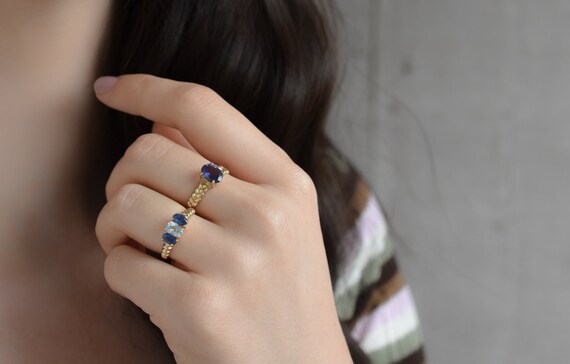 14k Yellow Gold Clyde Duneier Sapphire and Blue Topaz Ring - Etsy 日本
