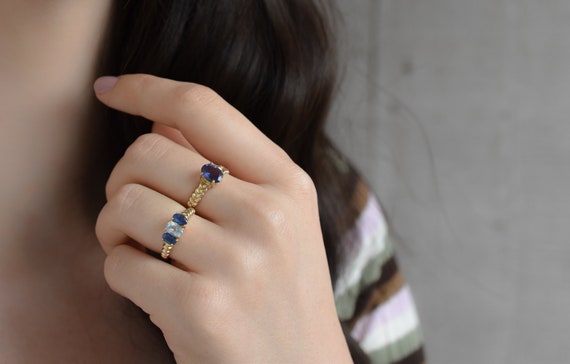 14k Yellow Gold Clyde Duneier Sapphire and Blue Topaz Ring - Etsy 日本