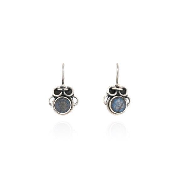 Sterling Silver Round Labradorite Dangle Earrings, Labradorite Jewelry, Silver Labradorite Earrings, Boho Sterling Jewelry