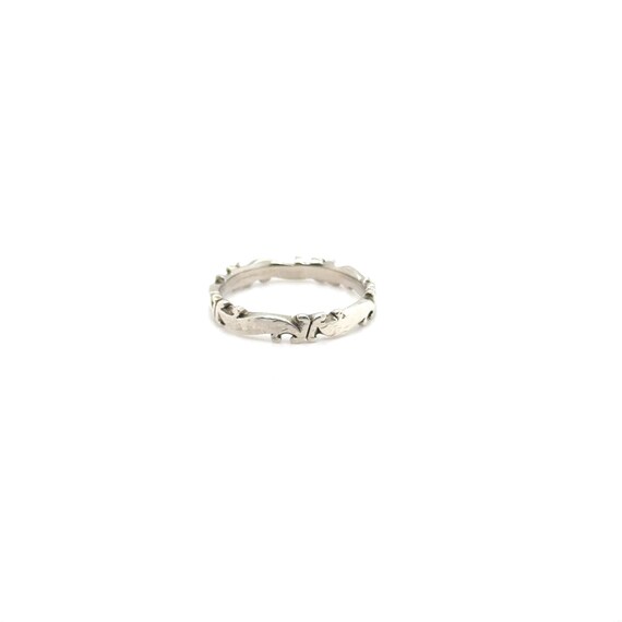 Sterling Silver Scroll Pattern Band Ring, Simple … - image 4