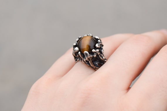 Sterling Silver Brutalist Tiger's Eye Statement R